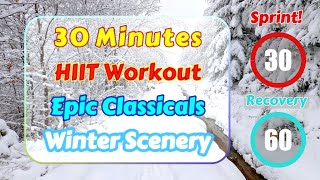 30 Minute Winter Wonderland HIIT Workout for Treadmill, Elliptical, Powerwalk - POV Virtual Scenery