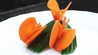 Art In Carrot Butterfly - Vegetable Carving Garnish - Party Garnishing - Food Decoration
