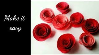 how to make simple and easy rolling paper rose /creative paper craft ideas/rose flower making diy