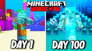 I Survived 100 Days as a DROWNED in Hardcore Minecraft... Minecraft Hardcore 100