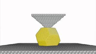 Nanoindentation of a 4.9 nm high Au nanoparticle (side view)