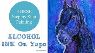 Alcohol Ink Art  Painting of A Blue Horse on Yupo Paper - Online Course