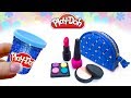 Play Doh Cosmetics Set. How to Make Makeup Bag Lipstick Eyeshadow Nail Polish DIY Play Doh for Girls