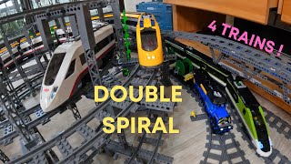 Lego Train #6 Three Level Track with Double Spiral- 4 Trains and MOC Forest