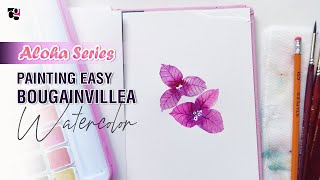 Super Easy \u0026 Quick Bougainvillea in Watercolour - Beginner Tutorial