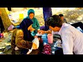 The arrival of the brothers and sisters of this small nomadic family to see the baby