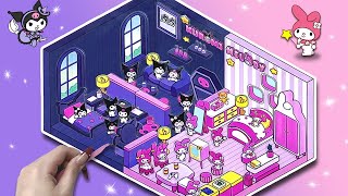 [DIY Sticker House] How To Make Kuromi and Melody Sticker 3D House ❤ ASMR Tutorial #sanrio