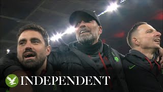 Klopp joins Liverpool team to sing 'You'll Never Walk Alone' after Carabao Cup win