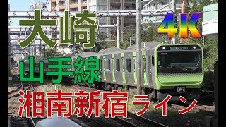 (4K)山手線、湘南新宿ライン、りんかい線大崎駅(Osaki Station in Yamanote Line, Shonan-Shinjyuku Line and Rinkai Line)