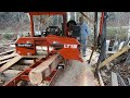 Sawing 1x8 from a hemlock on a Lt15 Woodmizer