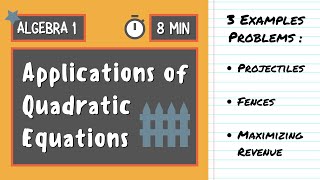 APPLICATIONS FOR QUADRATIC EQUATIONS | Most Common Word Problems | Algebra 1