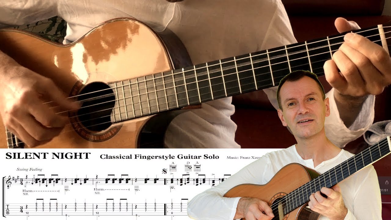 Silent Night 👶 TABS Fingerstyle Guitar Tutorial Lesson - YouTube