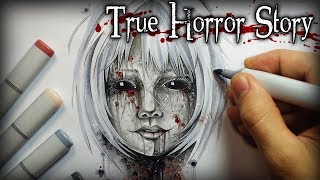"Disturbing black eyed girl" TRUE Horror Story + Drawing