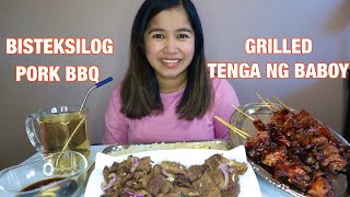 BISTEKSILOG, PORK BBQ AT GRILLED TENGA NG BABOY MUKBANG | FILIPINO FOOD| MUKBANG PHILIPPINES |RaneG.