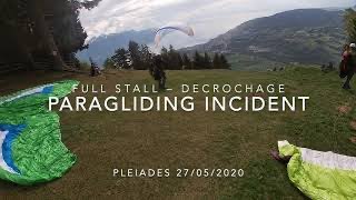 Paragliding Incident – Full Stall / Décrochage – Les Pléiades 06 /04/ 20