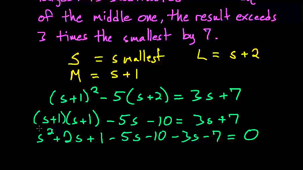 CLEP College Algebra: The Sum Of 3 Consecutive Integers - YouTube