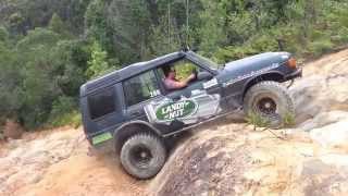 Landrover and Rangerover driving big red