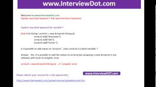 Explain java final variable job java interview question and answer