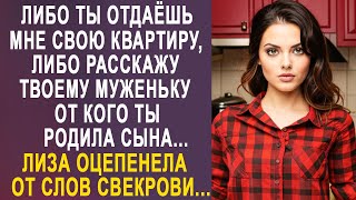 - Либо ты отдаёшь мне свою квартиру, либо расскажу твоему мужу от кого твой сын - Лиза застыла...