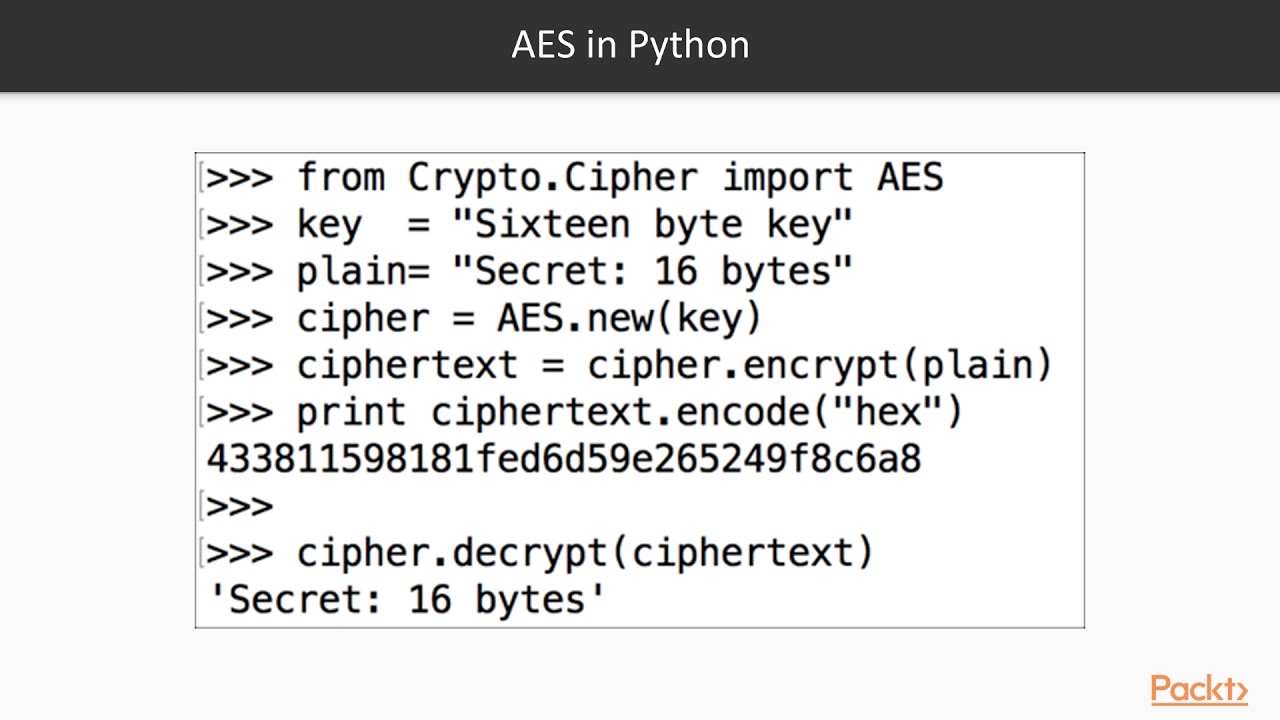 Cryptography With Python Aes Packtpub Youtube