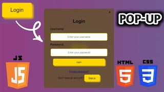 How To Create Popup Login Form using HTML | CSS & JavaScript | @codeVal31 #css #html #javascript