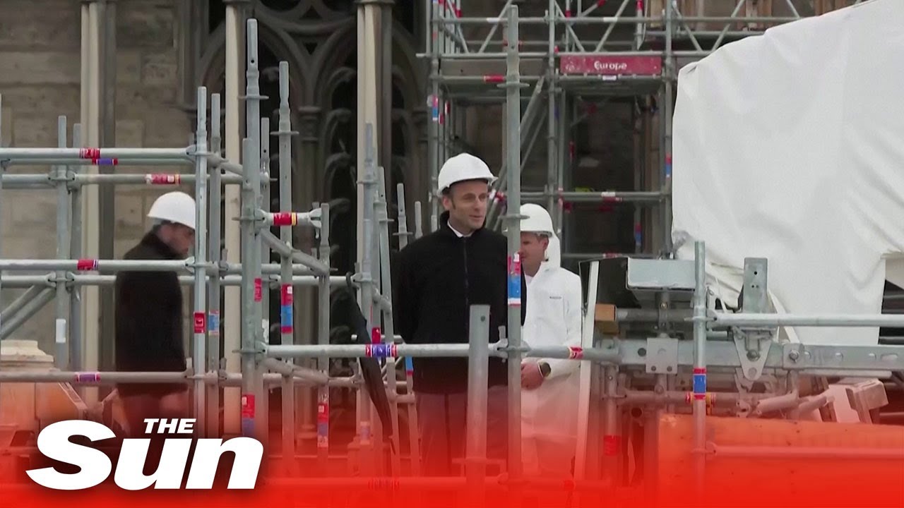 Macron Visits Restoration Works At Notre Dame Cathedral, Four Years ...