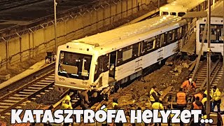 Összeütközött két metrószerelvény. Így daruzták az éjszakában. Ennyit bírtam fagyoskodni.