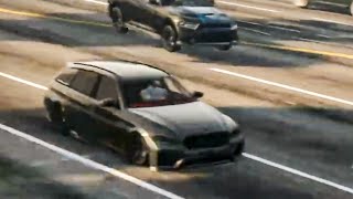 GTA V: Ubermacht Rhinehart races Buffalo SXT through the city (Bmw 3 Series Touring)