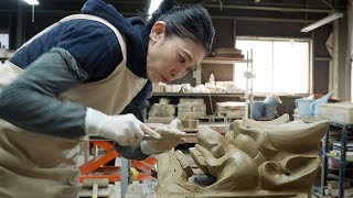 How Demon Face Tile is made. Sacred Japanese crafts created by Demon master.