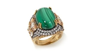 Facets Malachite and Multicolor CZ 2Tone Ring