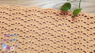 كروشيه غرزة سهلة من تكرار سطرين لشال أو بلوزة Easy crochet shawl - Tığ işi şal - xale de crochê