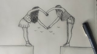 How to Draw Best Friends (bff) Easy | Step by Step