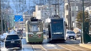 【札幌市電240形】中央図書館前駅発車《引退近い復刻塗装の243号車》