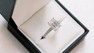 3 Carat Emerald Cut Tapered Pavé Lab Diamond Engagement Ring | Ada Diamonds