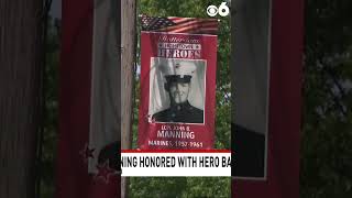 Emotional moment when John Manning's family surprised him with a hero banner in his honor.