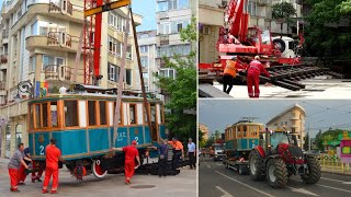 Transportarea tramvaiului istoric tip măturătoare pe Strada Lăpușneanu - Iași