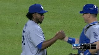 LAD@MIA: Baez strikes out the side to end the game