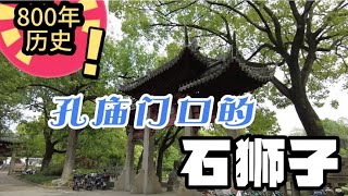 始建於南宋的嘉定孔庙门口，有一对珍稀的石狮子。