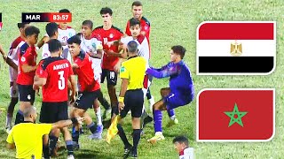 ملخص مباراة مصر و المغرب | نتيجة مفاجئة وتشابك بين اللاعبين | ربع نهائي كأس العرب للناشئين 2-9-2022