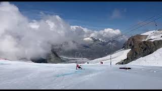 Luca skiing on GS skis 2022,  Zermatt-glacier, Switzerland