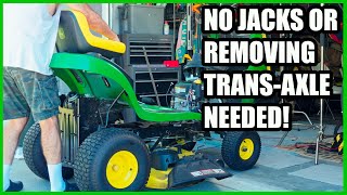 Changing the 2 Transmission Drive Belts: John Deere E100