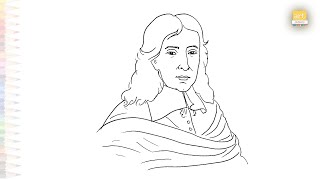 John Milton portrait drawing easy | Art sketches | How to draw John Milton step by step #artjanag