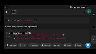 Python Program to Check if Binary Representation of a Number is a Palindrome