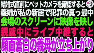 結婚式直前にペットカメラで新居を確認すると、義姉が犯罪行為の真っ最中。会場のスクリーンに映像を映し、音量を最大にして親戚中に一部始終をライブ中継したところ、顔面蒼白の義母が立ち上がりｗ【スカッと】