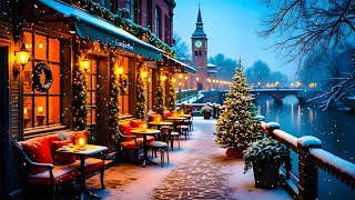 Sweet Christmas Jazz Background Music for Relaxation 🎄 Cafe \u0026 Dreamy Snowy Winter Scene