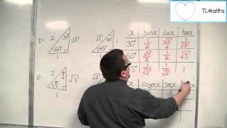 OCR MEI Core 4 1.08 Finding Exact values of cosec(x), sec(x) and cot(x) using the Two Triangles