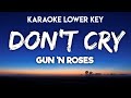 Don't Cry - Gun 'N Roses Karaoke Lower Key -3