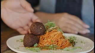 Hearts of Palm Linguini and Huarache Flatbread at Malibu Farm Restaurant