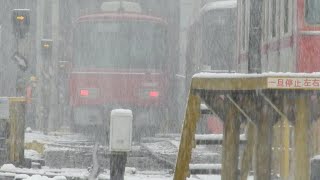 2021/12/31   名鉄名古屋本線　　茶所駅　茶所検車区　雪の日