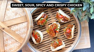 EXTREME Crispy Sweet, Sour, Spicy Chicken with Homemade Bao Buns